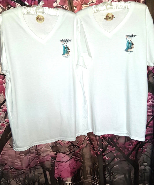 “The March of Miss Minty” © LOGO ONLY V-Neck 100% Cotton Short Sleeve T-Shirt