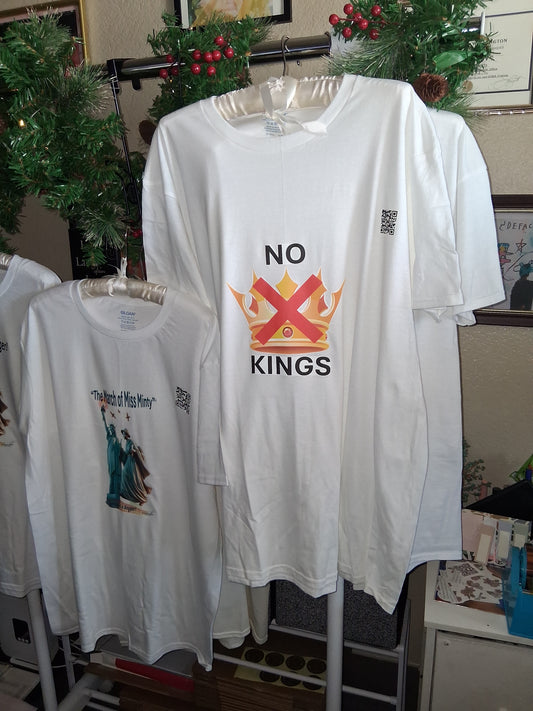 NO KINGS T-Shirt 100% Cotton Crew with Logo