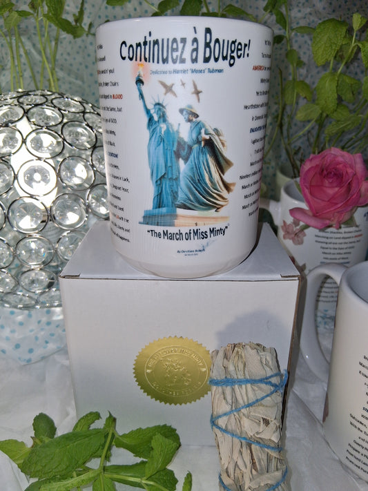 'Continuez à Bouger!' (Keep Moving!) 15oz Ceramic Mug with Gold Embossed Gift Box