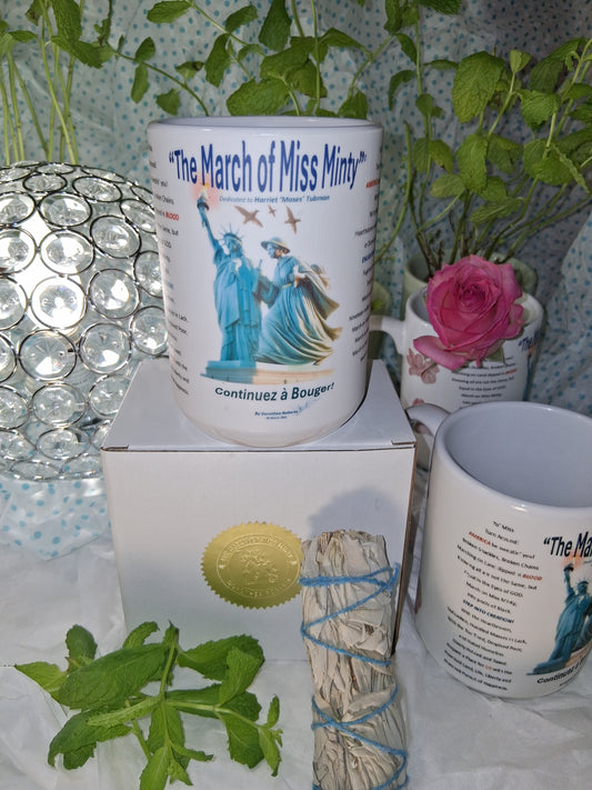 'The March of Miss Minty' 15oz Ceramic Mug with Gold Embossed Gift Box