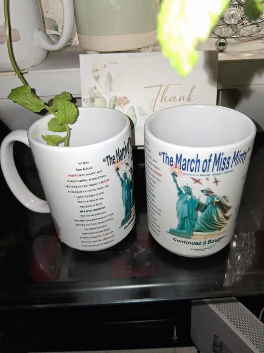'The March of Miss Minty' 15oz Ceramic Mug with Gold Embossed Gift Box