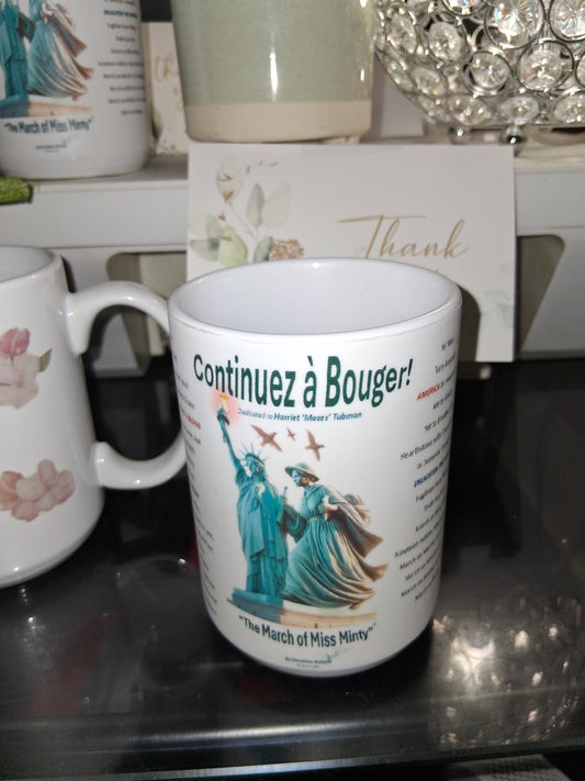 'Continuez à Bouger!' (Keep Moving!) 15oz Ceramic Mug with Gold Embossed Gift Box