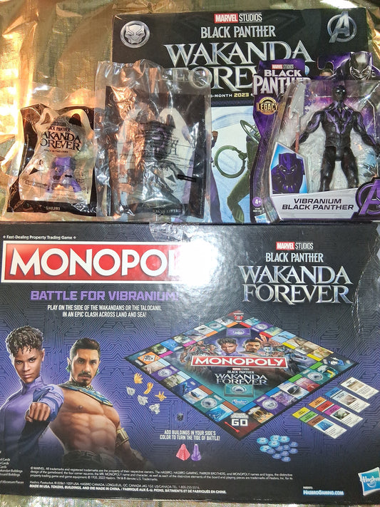 BLACK PANTHER | WAKANDA FOREVER Monopoly and Vibranium Action Figures (NEW)